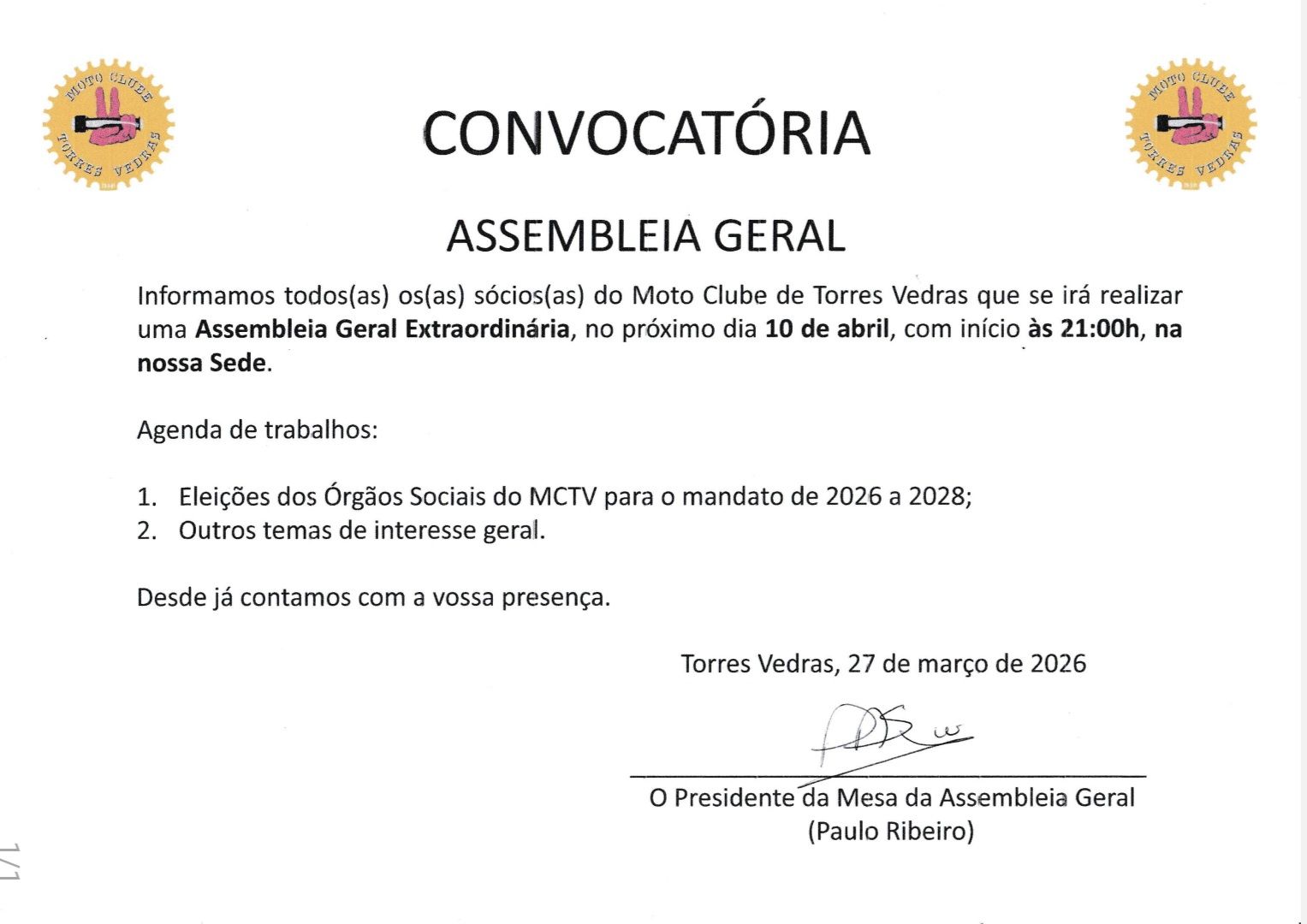 Convocatória AG 2026